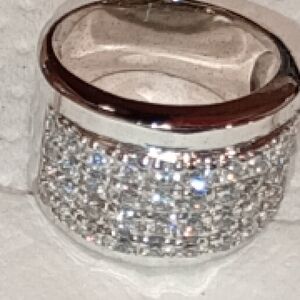 Vintage Sterling Silver Sparkling Heavy Band Ring